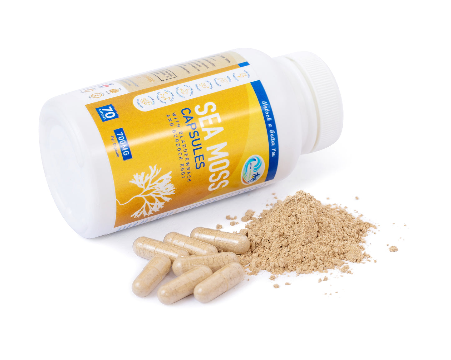 Sea Moss With Bladderwrack And Burdock Root Capsules - Ocean Botanicals